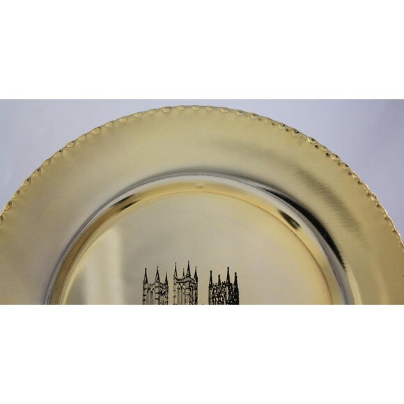 English Gothic Historic Lincoln Cathedral, UK 24K Gold Plated Collectible Plate - Picture 4 of 16
